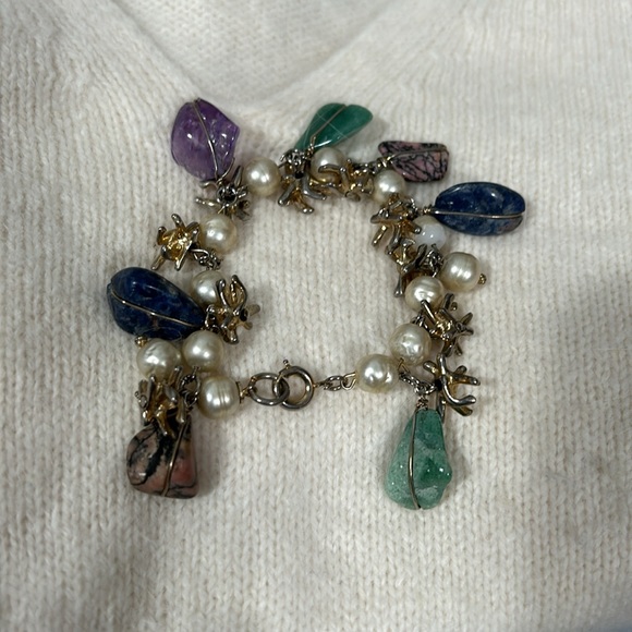 Pearl and Gemstone Bracelet charm 7” - Picture 5 of 8